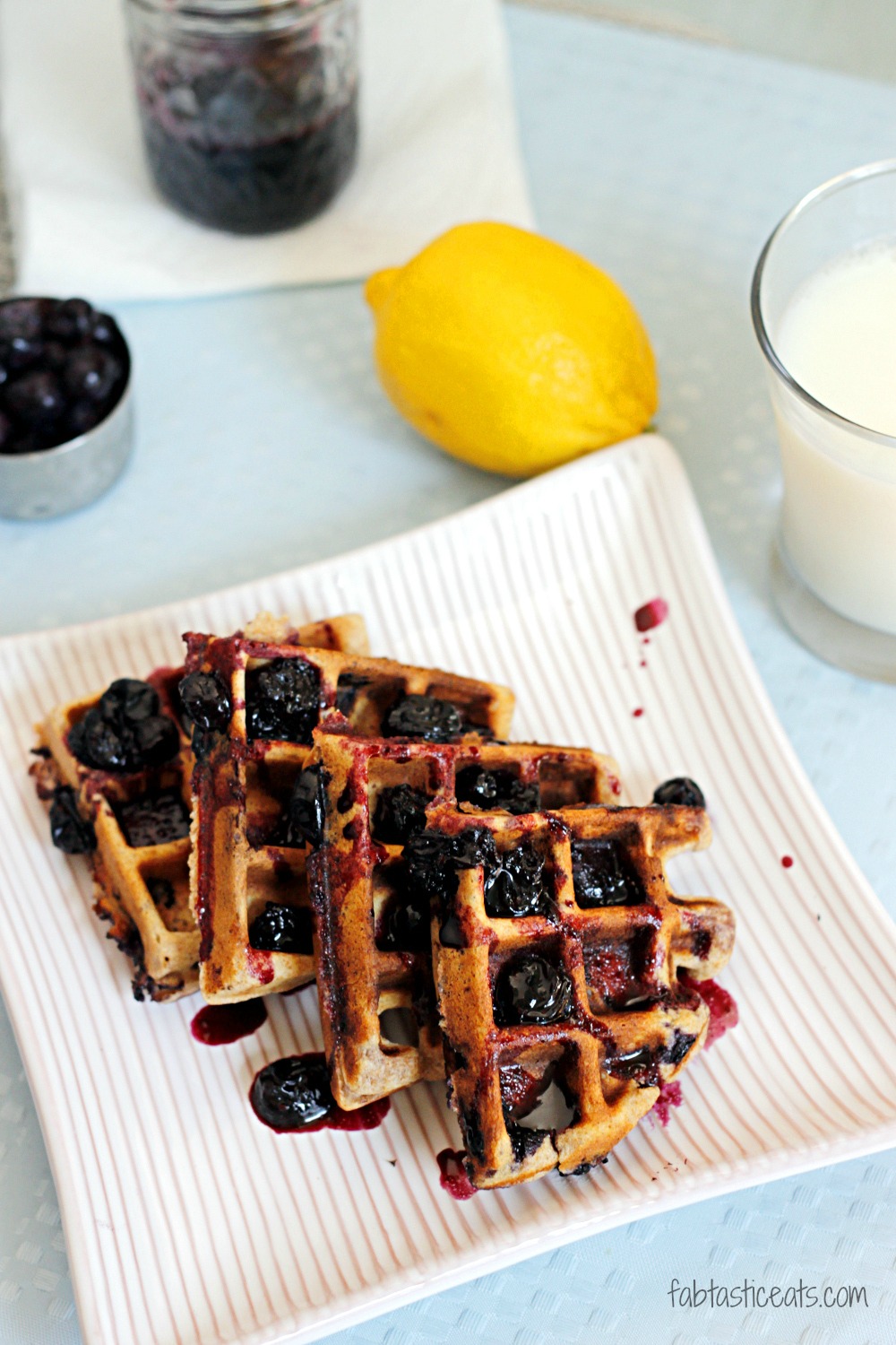 Blueberry-Lemon Waffles with Blueberry Maple Syrup